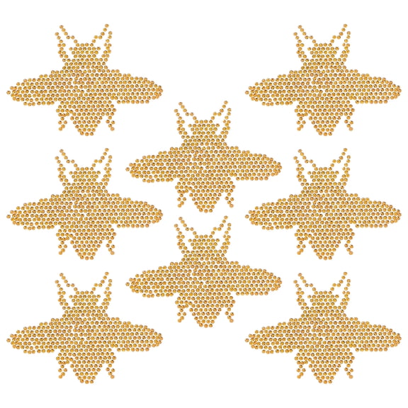 8Pcs Bee Iron on Rhinestone Heat Transfer Decal Bling Rhinestone Sticker Heat Transfer Patch Clothing Repair Applique 2.4x3inch