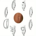 thumbnail image 1 of 8Pcs Belly Button Ring Surgical Steel 14G Clicker Belly Rings for Women CZ Heart Butterfly Belly Button Piercing Simple Reverse Navel Barbell Rings Body Piercing Jewelry, 1 of 6
