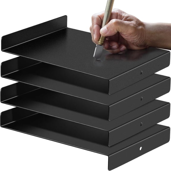 8Pcs Bench Hook and Inking Plate for Block Printing Carving, Metal Printmaking Block(9 X 7 Inches)