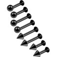 8Pcs Black Anodized 14g 6mm 8mm Labret Rings Piercing Jewelry Stylish