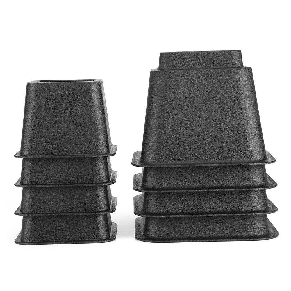8Pcs Black Bed Risers Set Chair Furniture Raisers Heavy Duty Bed Lift