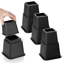 8Pcs Black Bed Risers Set Heavy Duty Lift Blocks Adjustable Height to 8, 5 or 3 Inch for Home Furniture Bed Couch Sofa Chair Table
