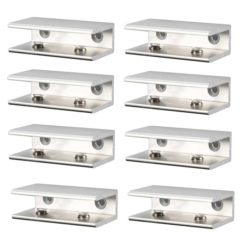 8Pcs Black Glass Shelf Bracket Aluminum Alloys Square Glass Clamp Clip Holder Support Bracket for Wall Mounted Enduring