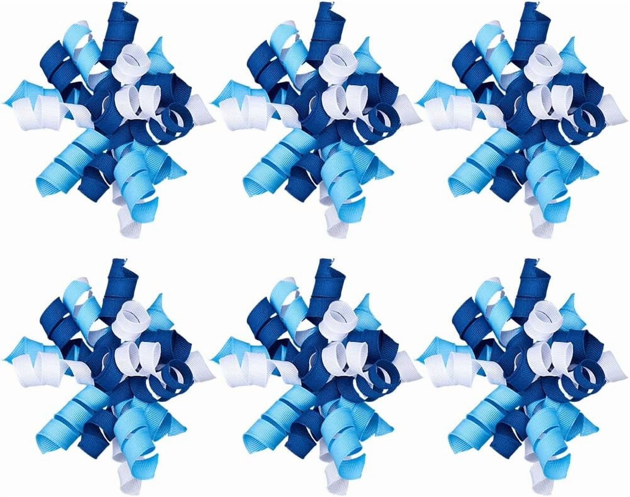 8Pcs Blue Curly Gift Curly Ribbon Bows 4 Inch Polyester Royal Blue Self ...