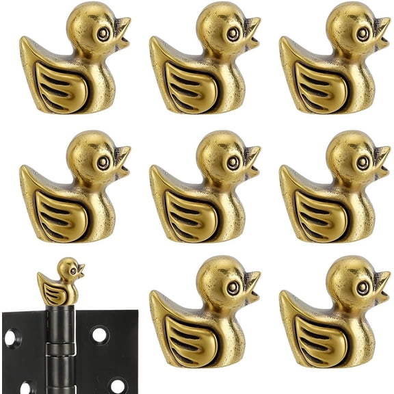 8Pcs Brass Duck Hinge Heads Decorative Topper Golden Duck Ornaments Set Door Hinge Head for DIY Home Office Desktop Decoration Figurines Gift for DIY Animal Lovers