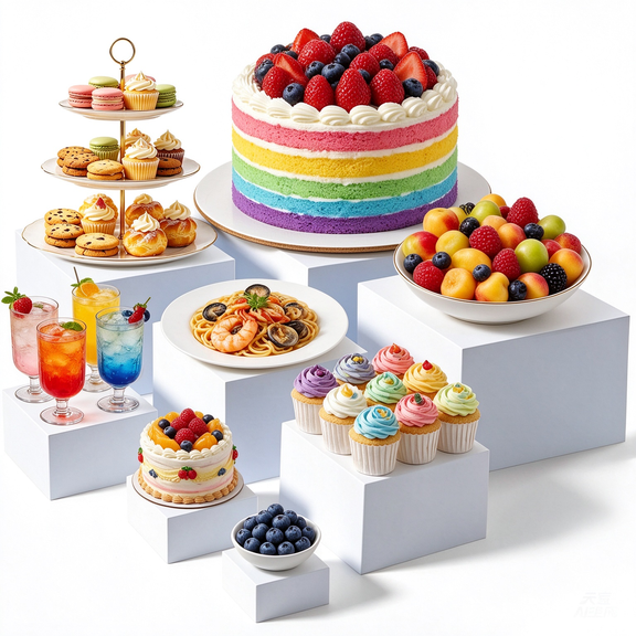 8Pcs Buffet Risers (10" to 3"), Large Dessert Table Display Stand for Buffet Table, White Acrylic Nesting Boxes Food Risers with Hollow Bottom for Party, Catering, Jewelry Collectibles