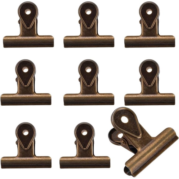 8Pcs Bulldog Paper Clip Metal Clips Bronze Vintage Retro Iron Binder Hanging Food Sealing Page Clamp Paperclips for Notes Letter Snack