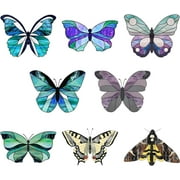 8Pcs Butterfly Window Stickers Animals Static Cling Glass Sticker Decals Double-Sided Anti-Collision Decor PVC Art for Home Nursery Bedroom Bathroom Glass Door Decorations Large Size