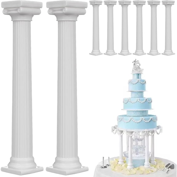 8Pcs Cake Pillars Roman Column Cake Dowels for Tiered Cakes Plastic Dowel Rods for Multilayer Wedding Cakes Decoration Support Tool