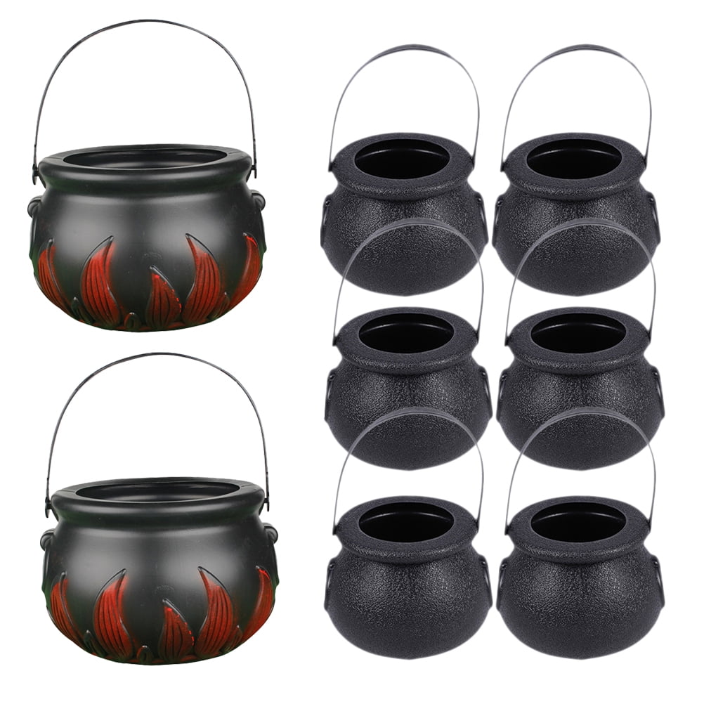 8Pcs Candy Pot Halloween Pots Plastic Creepy Trick Or Treat Pot (Black