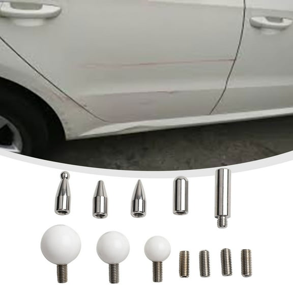8Pcs Car Dent Removal Rod Tips Hook Heads Set Stainless Steel Nylon Auto Body Repair Tool Kit For Paintless Dent Repair For PDR Tools for Most Dent Puller Rods
