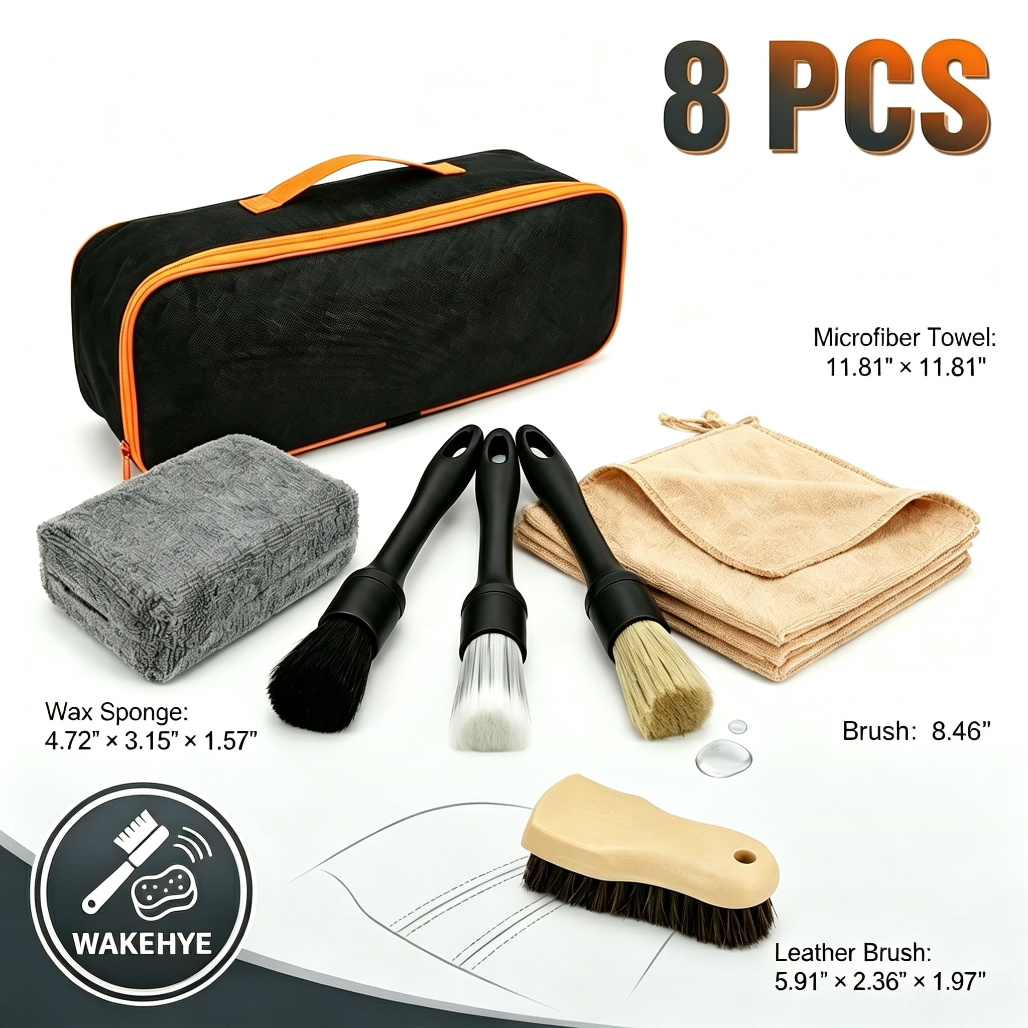 8Pcs Car Detailing Cleaning Kit Professional Car Interior Cleaning Brush with Microfiber Towel Automotive Detailing Brush for Interior Exterior Automotive