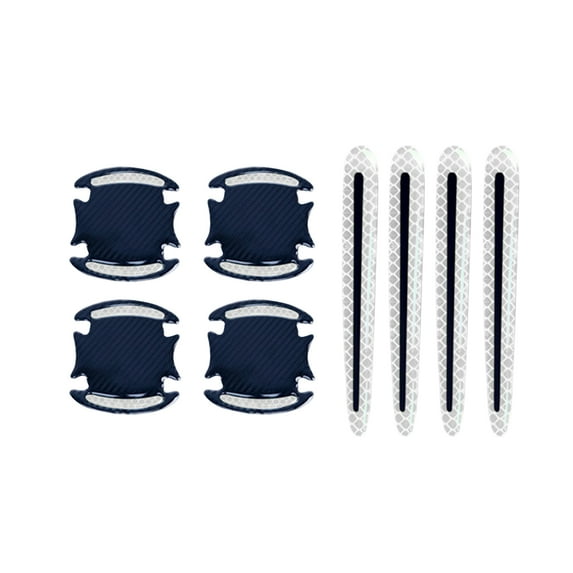 8Pcs Car Door Handle Cup Protector Carbon Fiber Anti-Scratches Protector Universal for Most Car Handles Reflective Sticker