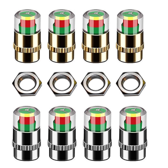 8Pcs Car Tire Pressure Monitor Valve Stem Caps,3 Color Tire Pressure Sensor Indicator, Universal Valve Stem Covers with Pressure Sensor for Cars, Trucks, SUVs