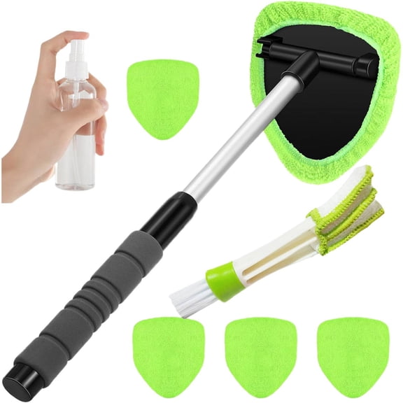 8Pcs Car Windscreen Cleaner Tool, Car Window Cleaner Tool, Auto Windshield Cleaning Tools, Extendable & Telescopic Handle Car Windshield Cleaning Brush for Inside Glass Wiper