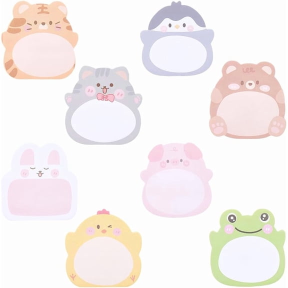 8Pcs Cartoon Animal Sticky Notes Self Adhesive Note Pads Rabbit Tiger Pig Small Cute Kawaii Writing Memo Reminder Page Markers Flags