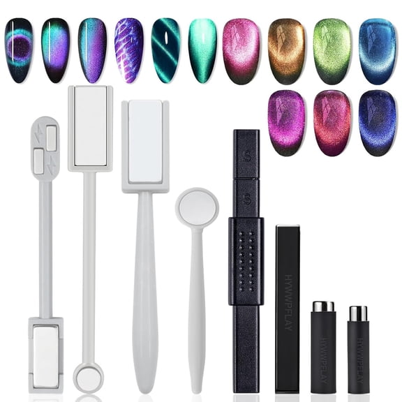 8Pcs Cat Eye Nail Magnet for Nail Art Multifunctional Cat Eye Gel Nail Polish Magnetic Strong Nail Art Magnet Board Cat Eye Magnets Stick Cat Eye Nails Design Manicure Tool
