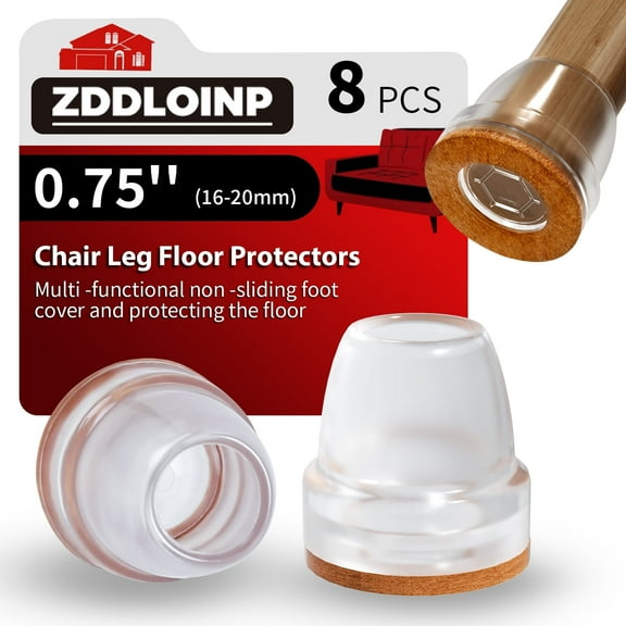 8Pcs Chair Leg Covers Anti skid slide automatic switching,Chair Leg Caps with Felt Pads,Chair Leg Floor Protectors for Hardwood Floors(0.75"Clear)