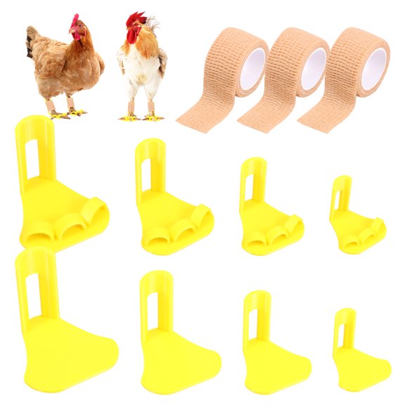8Pcs Chicken Leg Splint with Toe Separator Adjustable Poultry Leg Brace with Strap for Curved Fused Toe Foot Deformity Affected Limb Fixation