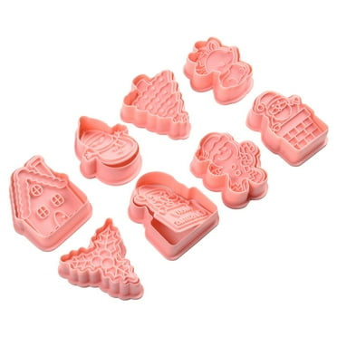 8Pcs Christmas Cookie Cute Pattern Cookie Stamp Stamping Sugar Art Baking Tools