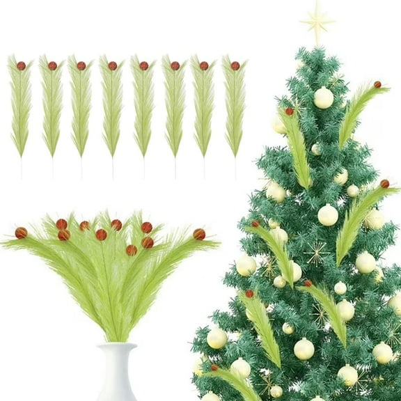 8Pcs Christmas Tree Topper 17" Red Green Christmas Tree Picks, Christmas Tree Topper Elf Ornaments Stems, Curly Stems Lime Green Curly Xmas Tree Pick Elf Ornaments for Christmas Tree Topper Home Decor