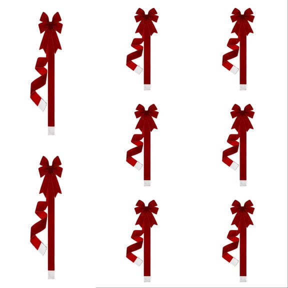8Pcs Christmas Velvet Cabinet Bows and Ribbons, 43.3" Large Red Burgundy Door Bows for Kitchen Furniture, Xmas Tree Wall Decorations, Winter Holiday Party Home Decor Supplies Use