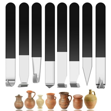8Pcs Clay Sculpture Tool Set Stainless Steel Pottery Trimming Tool Sharp Clay Carving Cutter Pottery Tools DIY Clay Sculpting Tools Professional Clay Trimming Cutter for Clay Pottery Craft