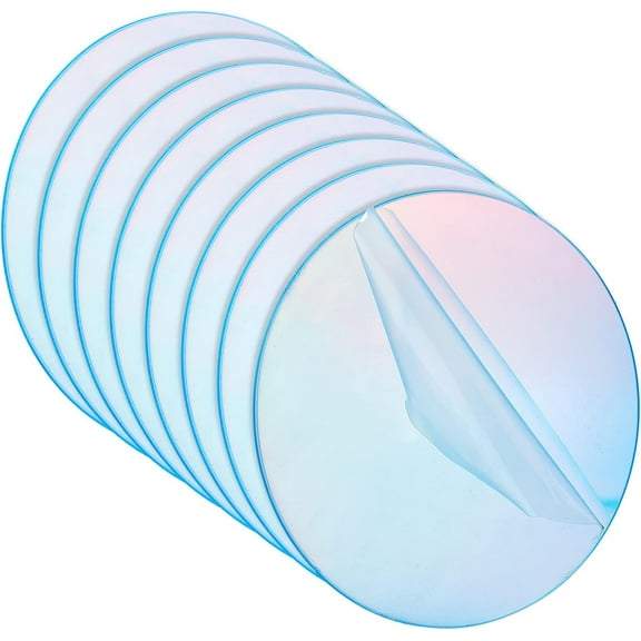8Pcs Clear Circle Acrylic 3.76" Iridescent Plastic Plates 1in Thick Round Blanks Acrylicing Discs Rainbow Plexglass Sheet Transparent Panel for Picture Frame Painting Sign Ornaments DIY Craft for DIY
