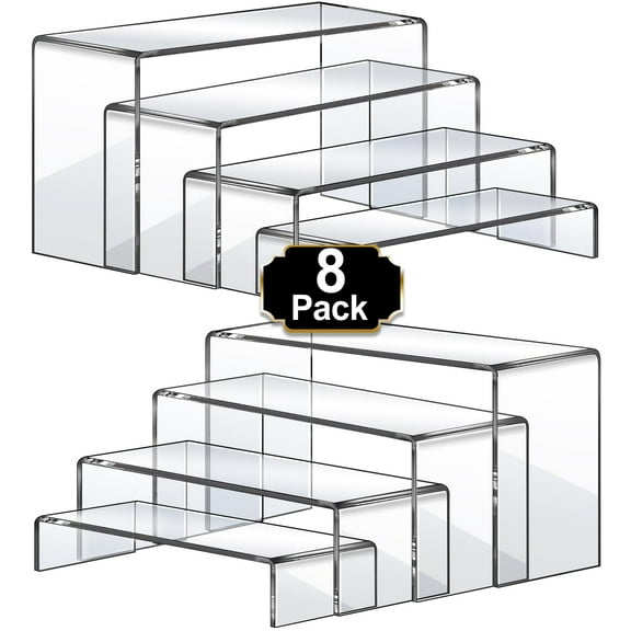 8Pcs-Clear Rectangular Furniture Risers Display Stands