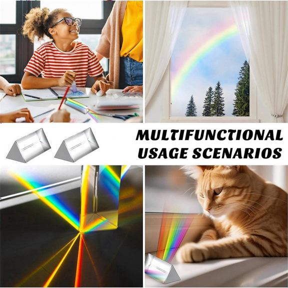 8Pcs Clear Triangular Prism for Rainbow Lights Crystal Optical Prisms Glass Physics Teaching Refracted Light Spectrum