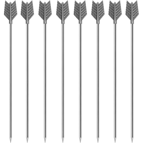 8Pcs Cocktail Pick, Ancient Tin Arrow Martini Picks, Unique Design Garnish Fruit Sticks Toothpicks for Kitchen Restaurants Bar Cake Dessert Appetizers, Reusable Metal Party Skewers