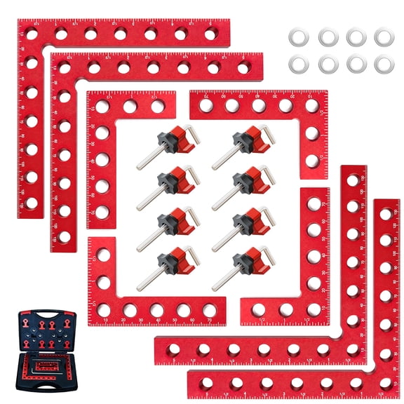 8Pcs Corner Clamps for Woodworking (4x5.5"& 4x3.14") With Box, 90 Degree Right Angle Aluminum Alloy Clamp, Positioning Square Tools for Frame, Cabinets, Drawers,Box