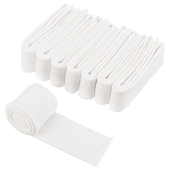 8Pcs Cotton Elastic Ribbing Fabric for Cuffs Waistbands Neckline Collar Trim Stripe Pattern Edge Trimming White 585x76x1mm