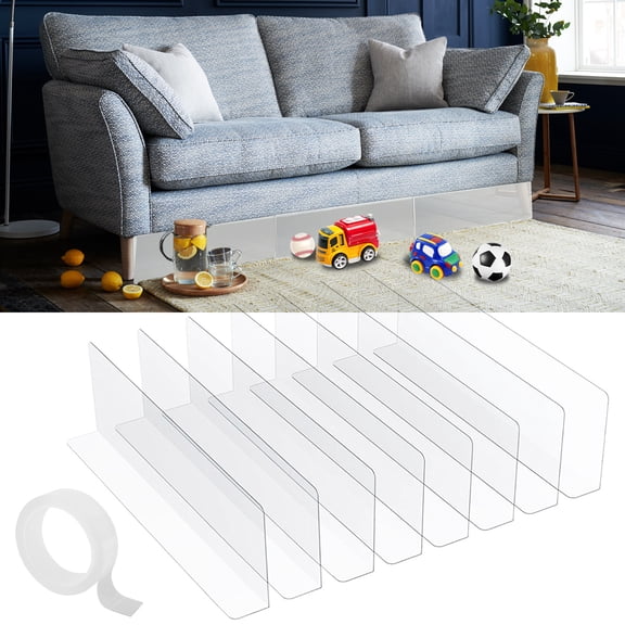 8Pcs Under Couch Blocker Waterproof PVC Under Bed Blocker Translucent Toy Blockers for Furniture Easy to Cut Couch Blocker with Adhesive Tape Toy Blocker 40x12x4cm for Bed Sofa