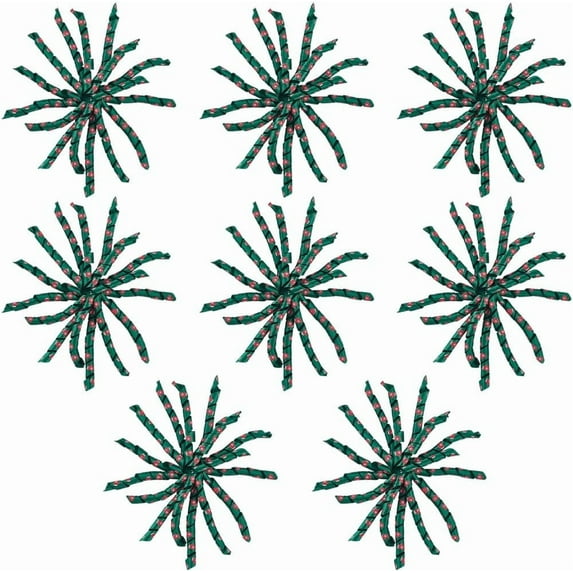 8Pcs Curly Ribbon Bows Bulk Self-Adhesive Gift Bows Green Wrap Accessory