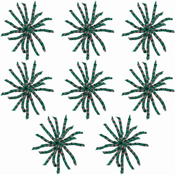 8Pcs Curly Ribbon Bows Bulk Self-Adhesive Gift Bows Green Wrap Accessory