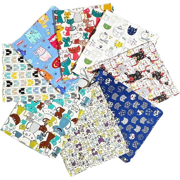 8Pcs Cute Animal Cats Fabirc ClearaBoklzore Fat Quarters Cotton Fabric Bundles,for Quilting,Sewing and DIY Crafts,18 x 22 iBoklzorhes.