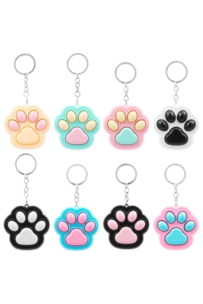 8Pcs Cute Cat Paw Clicker Keychain, Portable Click Fidget Toy with Sound, Keyboard Button Finger Clicker Anxiety Relief Key Ring for Daily Relaxation Stress Relief Accessory