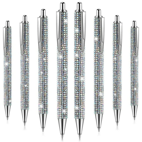 8Pcs Cute Pen Bling Pens Christmas Rhinestones Gift Metal Ballpoint Pens Fancy Sparkly Crystal Pens A