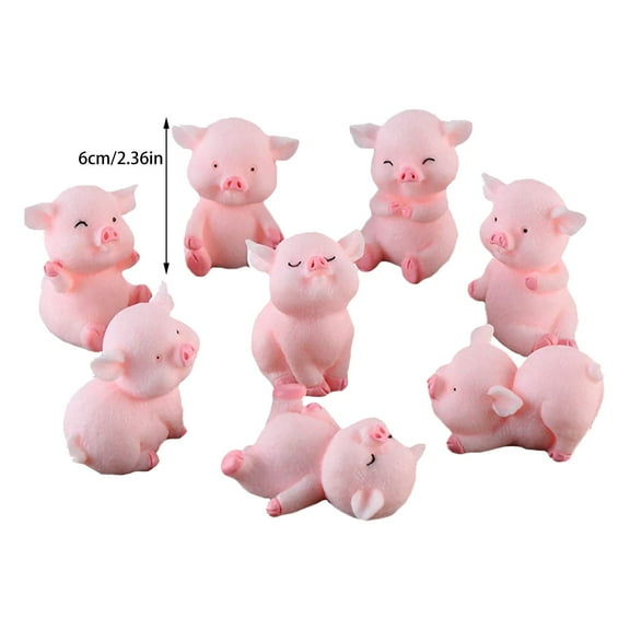8Pcs Cute Pig Figurines Clearance! Miniature Pig Figurines 8 Pcs Cute Toy Figures Cake Toppers for Fairy Garden Decor Christmas Desk Decoration