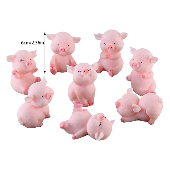 8Pcs Cute Pig Figurines Clearance! Miniature Pig Figurines 8 Pcs Cute Toy Figures Cake Toppers for Fairy Garden Decor Christmas Desk Decoration