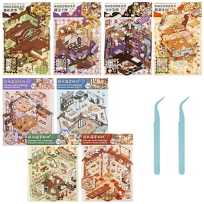 8Pcs DIY 3D House Stickers Set Reusable 3D Cartoon Scene Stickers Funny Mini Room Scene Sticker Cute 3D Miniature Scene Sticker 3D Sticker Scene for Adults