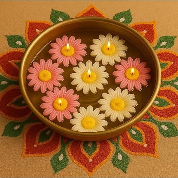 8Pcs Daisy Flower Floating Candles for Water Bowl - Aesthetic Decoration for Home | Soy Wax Scented Candle Set |Ideal Gifts for Family and Friends