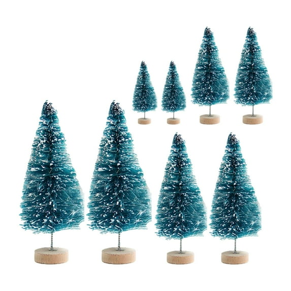8Pcs Desktop Miniature Brush Trees Mini Artificial Christmas Tree for Home Decoration Tabletop Christmas Party Fairy Garden Blue
