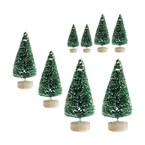 8Pcs Desktop Miniature Brush Trees Mini Artificial Christmas Tree for Home Decoration Tabletop Christmas Party Fairy Garden Dark Green