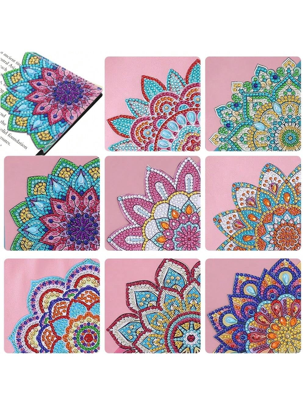 2PCS DIY Diamond Art Painting Corner Bookmarks - Mandala Design, 5D Rhinestones, Leather, Includes Tools, Craft Gift For Beginners