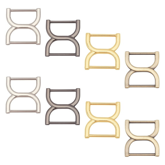 8Pcs Double D-Ring Buckles 4 Colors 0.98 Inch Metal D Ring Adjustable Purse Loop Rings Clip Hook Fasteners Multi-Purpose Strap Connector for Handbag