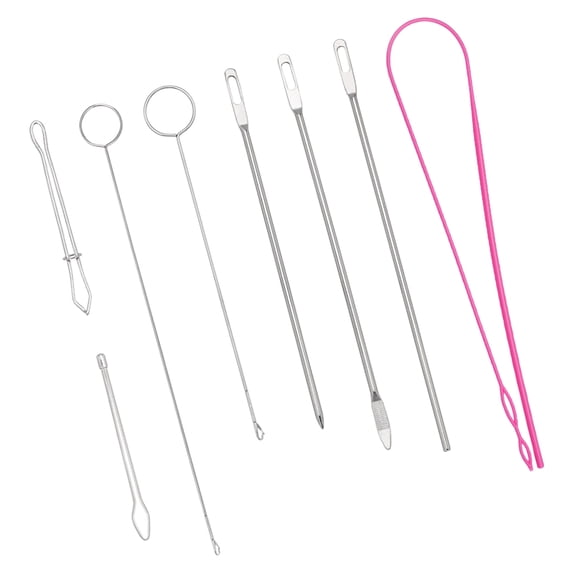 8Pcs Drawstring Threader Tool Set Flexible Drawstring Threader Drawstring Turner Hook Tweezers Sewing Threading Tool