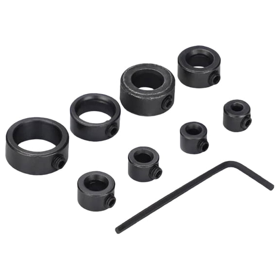 8Pcs Drill Bit Depth Stop Collar Set Adjustable Positioner Rings Split Rings 3-16mm with Wrench for Woodworking Tools