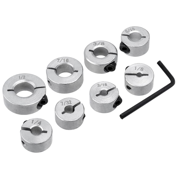 8Pcs Drill Stop Collar Set - Drill Bit Depth Stop Collars with Split Ring - Imperial Sizes 1/2" 7/16" 3/8" 5/16" 1/4" 7/32" 3/16" 1/8"